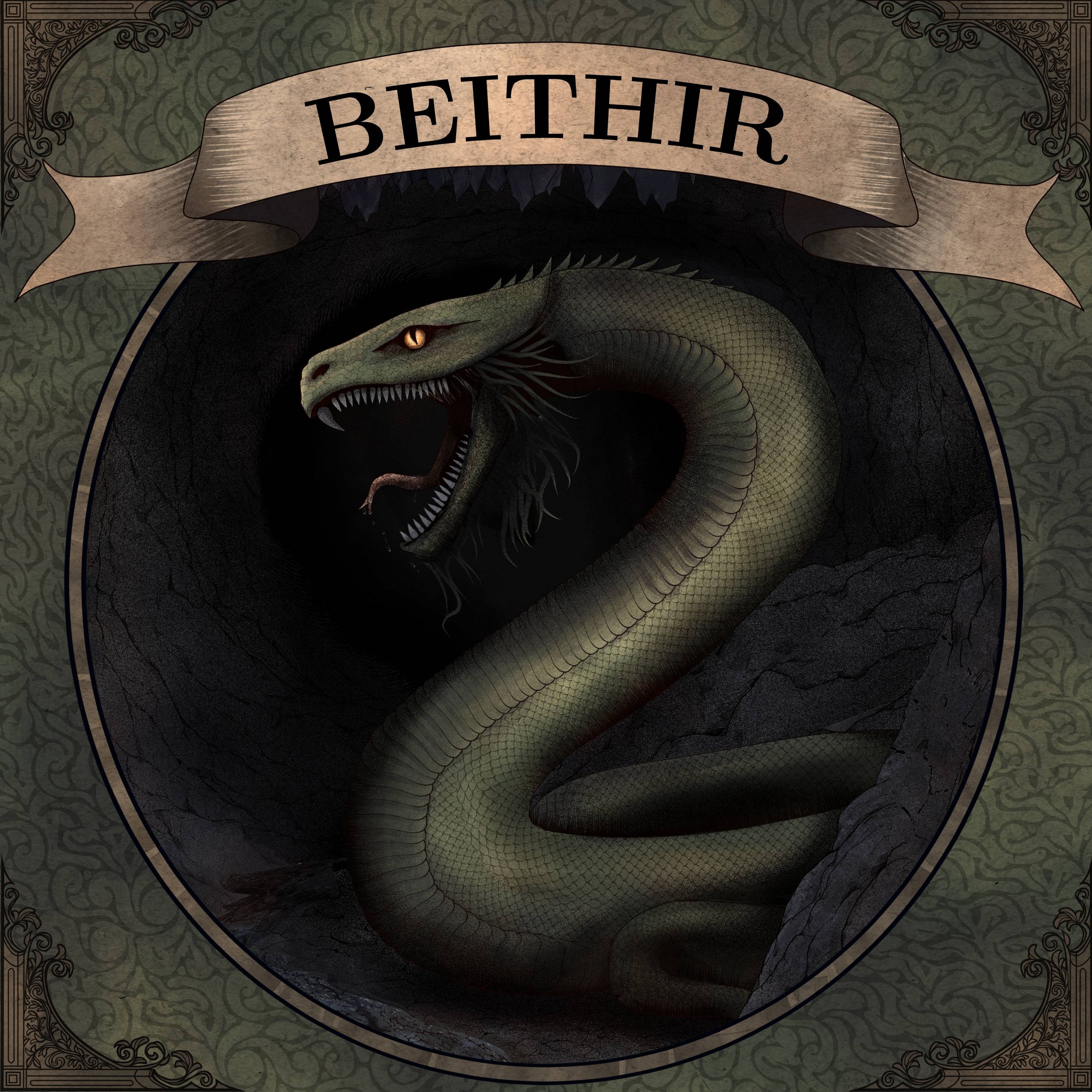 Text: Beithir
Image: A giant snake in a cave