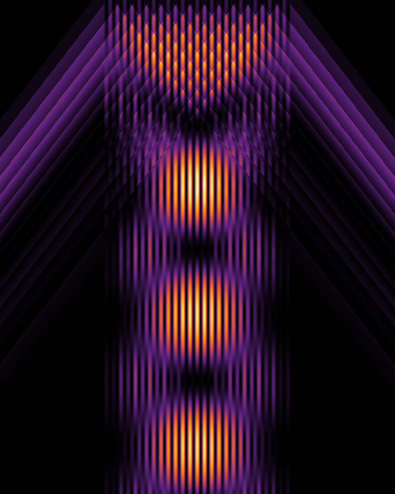 Abstract wave pattern (purple and orange on black) showing intricate interference.