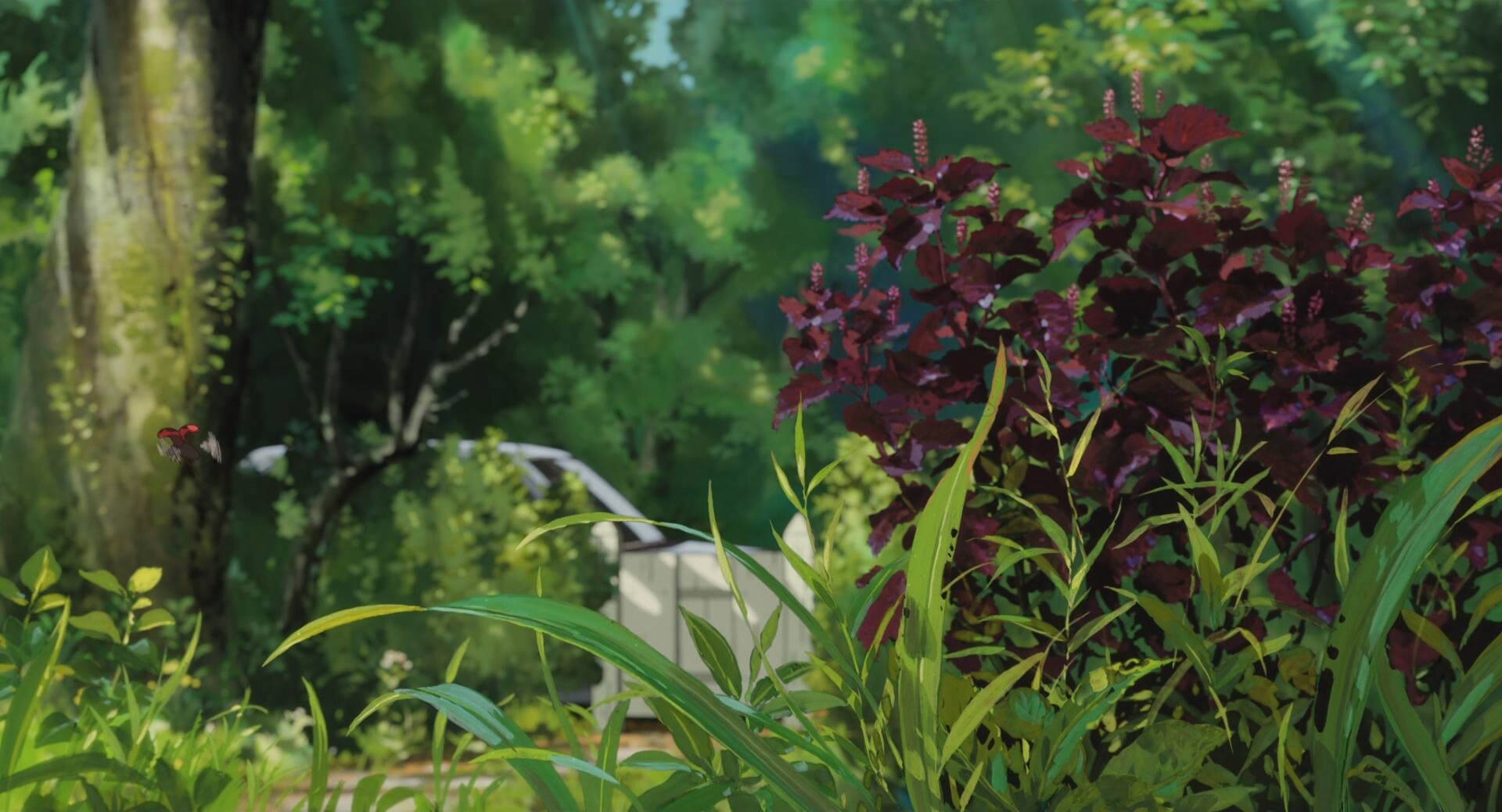 Low perspective of grass.

Background art by Yoshida Noboru for The Secret World of Arrietty.