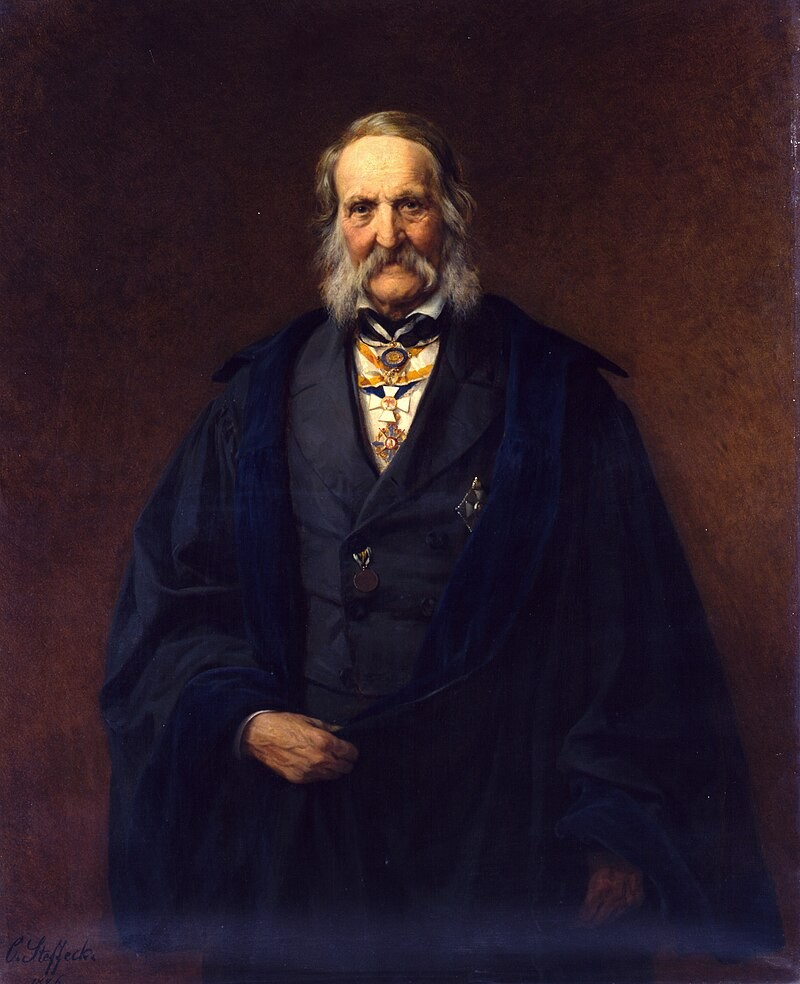 Franz Ernst Neumann by Carl Steffeck 1886.

Image of an older man elegantly dressed in a blue coat.