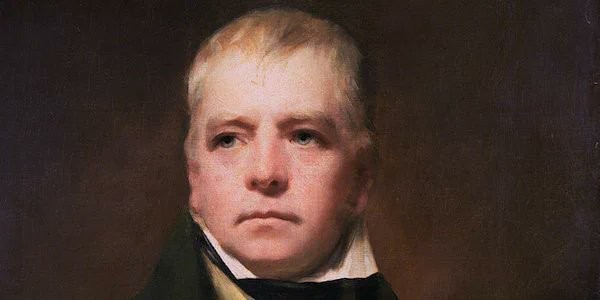 A portrait head of Walter Scott. He is clean shaven, with thinning fair hair brushed across a high forehead. His grey-blue eyes look out past the viewer, at something we cannot see.