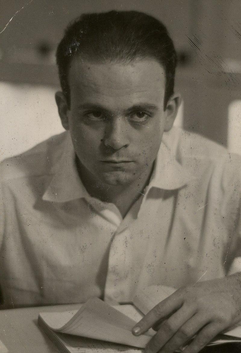 Photograph of César Lattes.

Lattes is typically portrayed in a formal, posed manner. He is often seated or standing in a relaxed yet professional posture, looking directly at the camera or engaged in a thoughtful pose.

His expression is serious and contemplative, befitting a scientist deeply engrossed in his work. There is a sense of calm intelligence in his gaze.