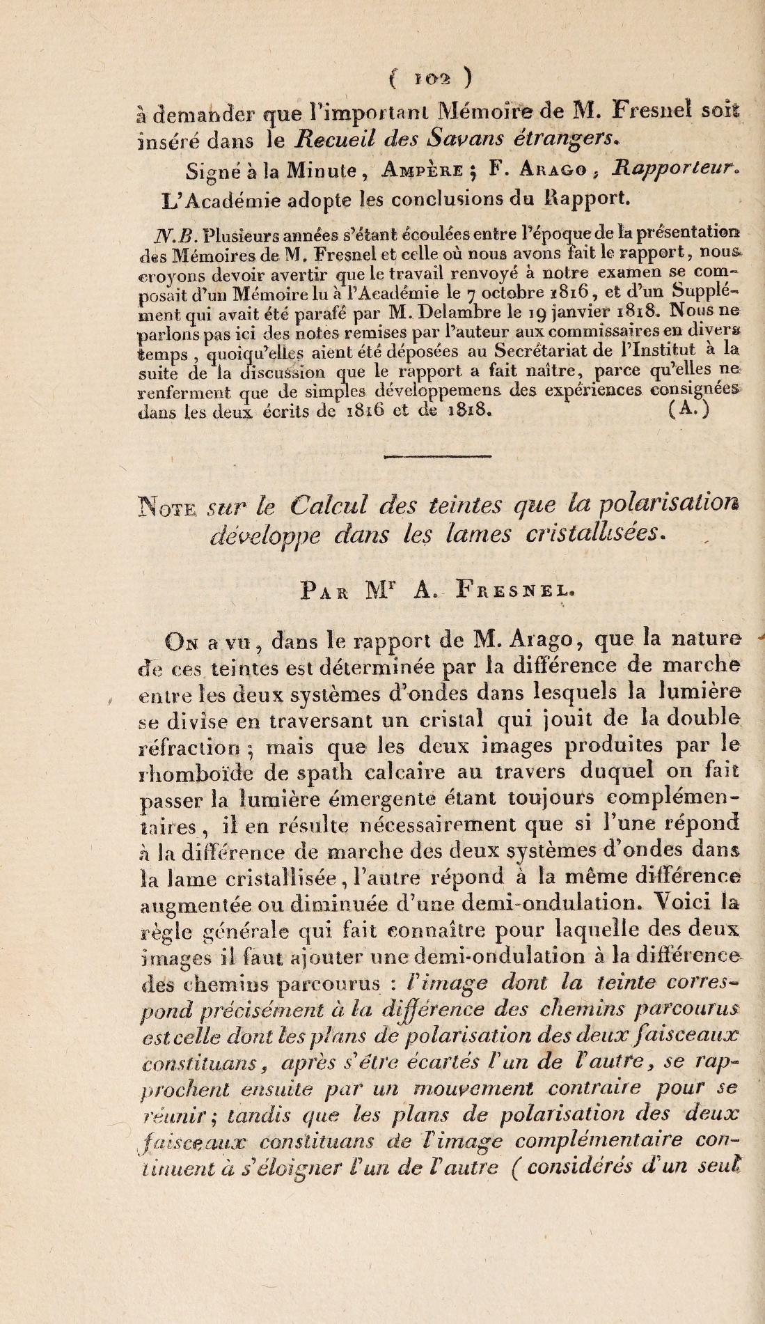 Annales de Chimie et de Physique, Ser. 2, vol. 17, pp. 102–111 (May 1821)

https://archive.org/details/s3id13207850/page/102/mode/2up