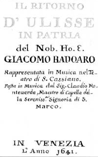 Claudio Monteverdi - Il ritorno d'Ulisse in patria - title page of the libretto - Venice 1641