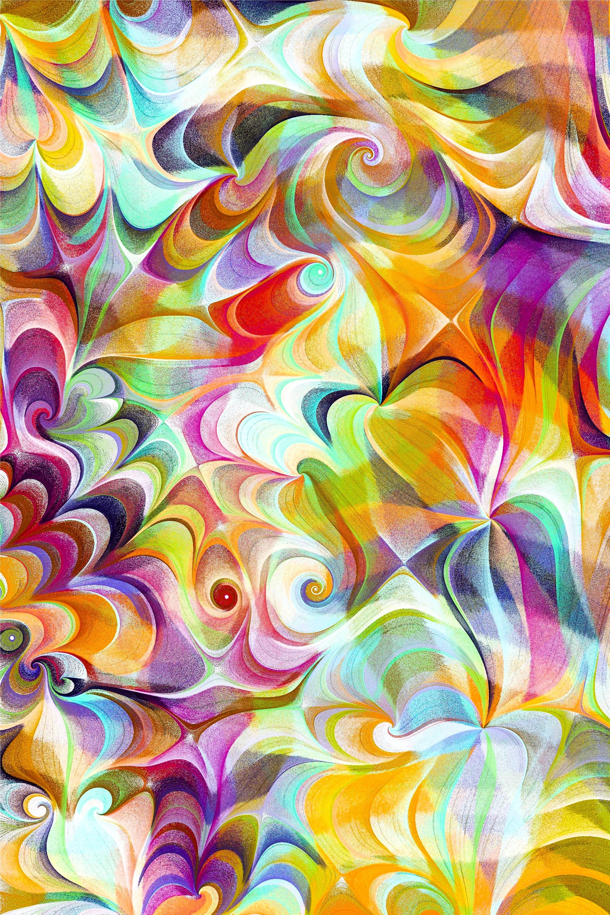 A random complex swirling abstract image in many different colours.