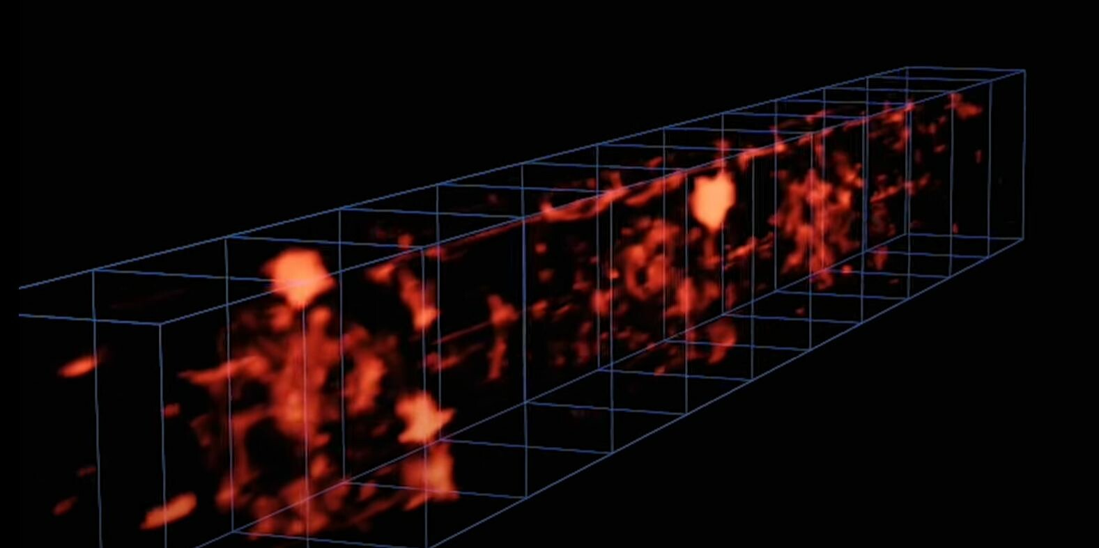 New research has imaged the Cosmic Web of cold dark gas that interconnects the Universe's galaxies. Image Credit: Martin et  al. 2023.