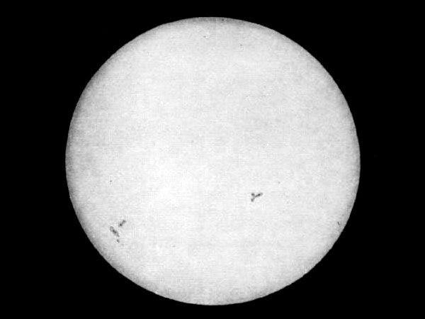 The first photograph of the Sun was made by Léon Foucault and Hippolyte Fizeau on 2 April 1845 in Paris, France.
Hippolyte Fizeau, Léon Foucault - http://time.com/3807904/first-photograph-of-the-sun/