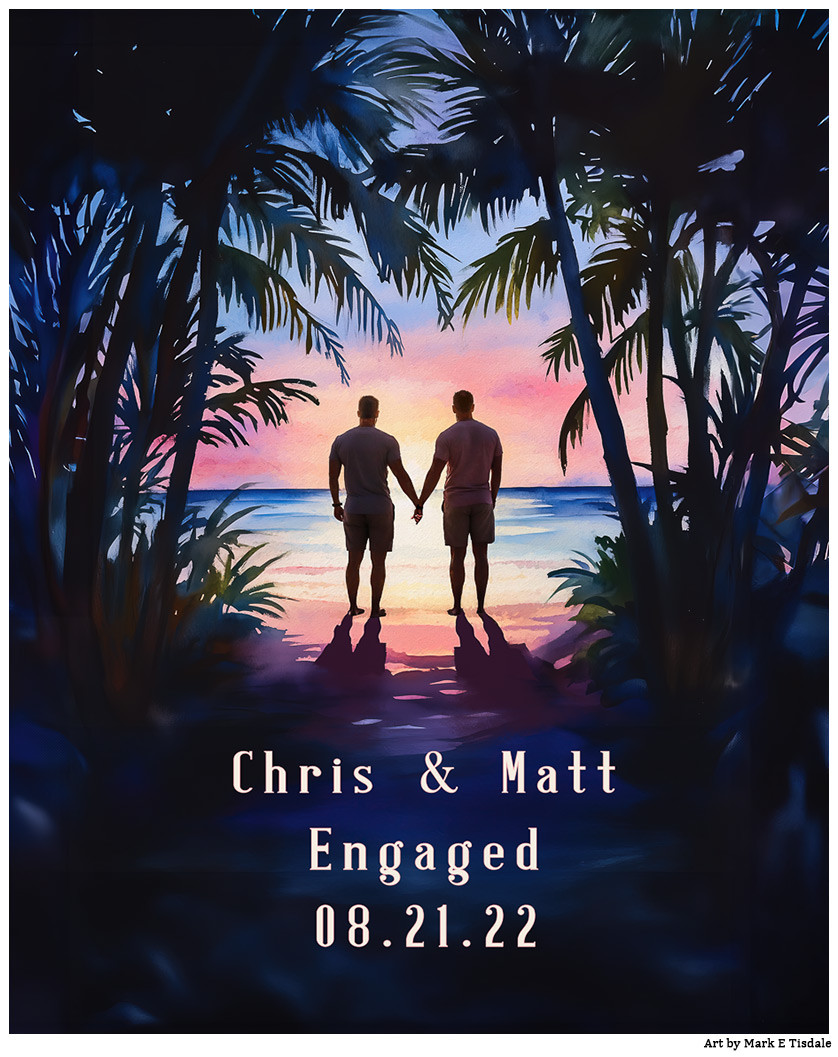 The same image as the firs showing two men holding hands. But this one has different text. 

Chris & Matt
Engaged
08.21.22