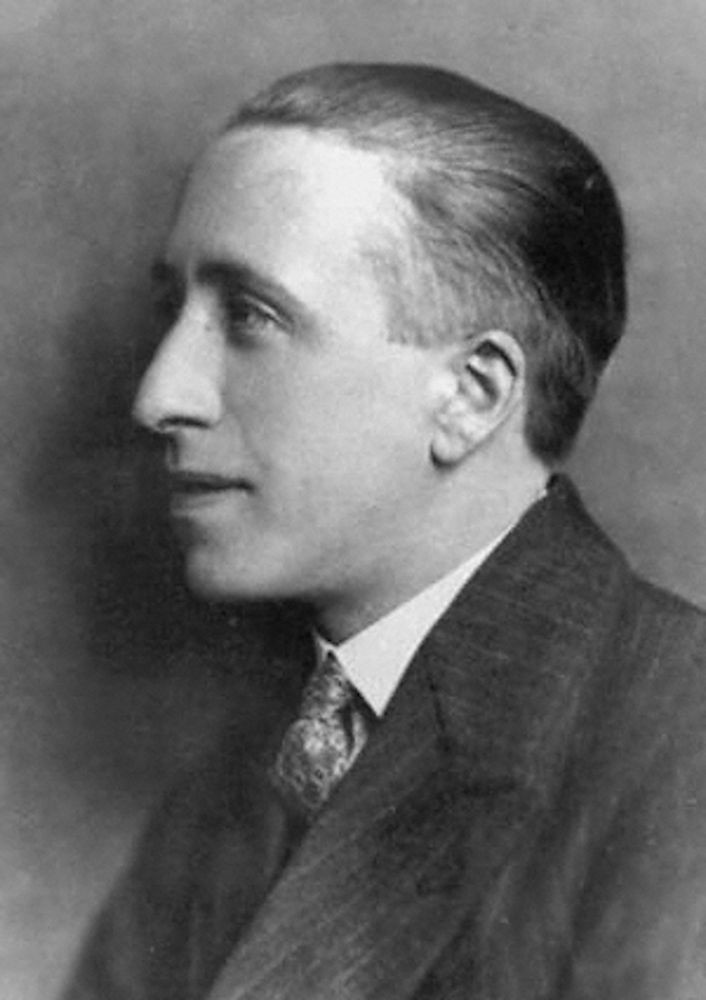 A black-and-white photograph in profile of James Leslie Mitchell, also known as Lewis Grassic Gibbon, c. 1920–1930, by an unknown photographer.