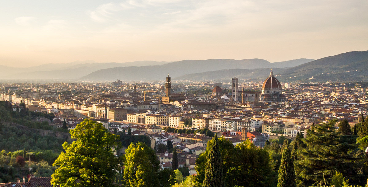 Landscape view looking down at Florence from Piazzale Michelangelo.